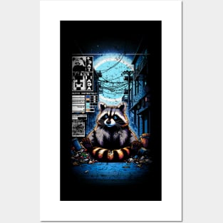 Midnight Bandit: A Raccoon's Urban Oasis Posters and Art